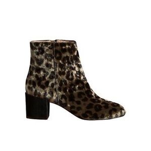 Anthropologie Leopard Print Velvet Leather Ankle Booties